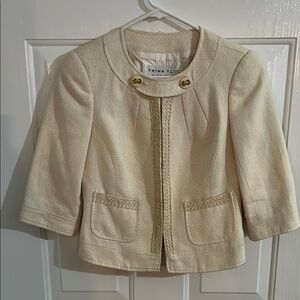 Trina Turk Ivory Jacket with Gold Buttons